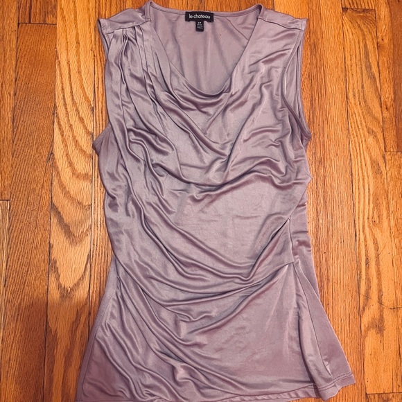 Vintage Y2K 2000s Draped Dusty Mauve Sleeveless Top - Picture 3 of 5